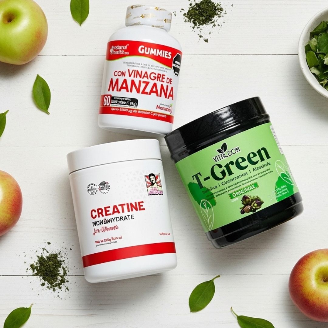CREATINA MONOHYDRATE, TE VERDE, VINAGRE DE MANZANA